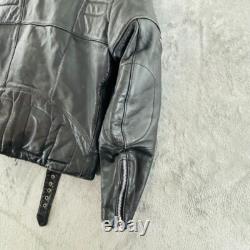 Hein Gericke Leather Moto Jacket Mens 44 Black Motorcycle Biker Full Zip Padded