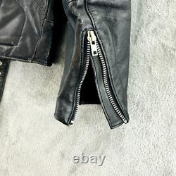 Hein Gericke Leather Moto Jacket Mens 44 Black Motorcycle Biker Full Zip Padded