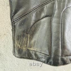Hein Gericke Leather Moto Jacket Mens 44 Black Motorcycle Biker Full Zip Padded