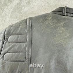 Hein Gericke Leather Moto Jacket Mens 44 Black Motorcycle Biker Full Zip Padded