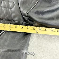 Hein Gericke Leather Moto Jacket Mens 44 Black Motorcycle Biker Full Zip Padded