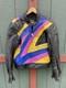 Hein Gericke Motorcycle Jacket Mens 46 Black Yellow Purple Leather Armor Vintage