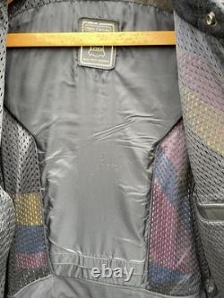 Hein Gericke Motorcycle Jacket Mens 46 Black Yellow Purple Leather Armor Vintage
