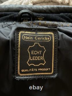 Hein Gericke Motorcycle Jacket Mens 46 Black Yellow Purple Leather Armor Vintage