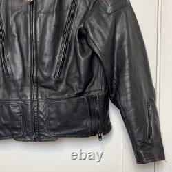 Hein Gericke Motorcycle Leather Cafe Racer Jacket Black Men's Size 42 Vintage
