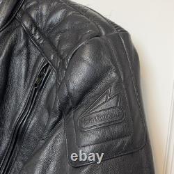 Hein Gericke Motorcycle Leather Cafe Racer Jacket Black Men's Size 42 Vintage