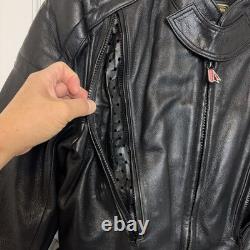 Hein Gericke Motorcycle Leather Cafe Racer Jacket Black Men's Size 42 Vintage