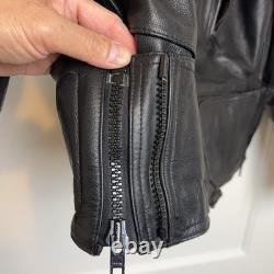 Hein Gericke Motorcycle Leather Cafe Racer Jacket Black Men's Size 42 Vintage