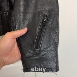 Hein Gericke Motorcycle Leather Cafe Racer Jacket Black Men's Size 42 Vintage