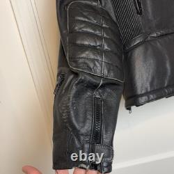 Hein Gericke Motorcycle Leather Cafe Racer Jacket Black Men's Size 42 Vintage