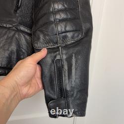 Hein Gericke Motorcycle Leather Cafe Racer Jacket Black Men's Size 42 Vintage