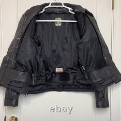 Hein Gericke Motorcycle Leather Cafe Racer Jacket Black Men's Size 42 Vintage