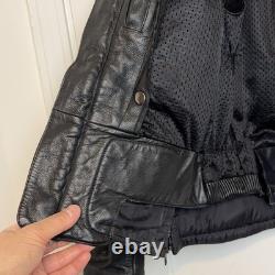 Hein Gericke Motorcycle Leather Cafe Racer Jacket Black Men's Size 42 Vintage