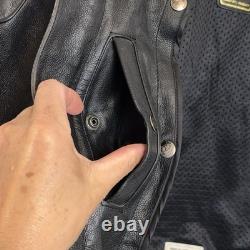 Hein Gericke Motorcycle Leather Cafe Racer Jacket Black Men's Size 42 Vintage