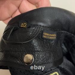 Hein Gericke Motorcycle Leather Cafe Racer Jacket Black Men's Size 42 Vintage