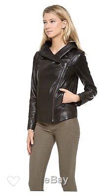 Helmut Lang Leather Jacket Hooded Chic Zipper Black Small