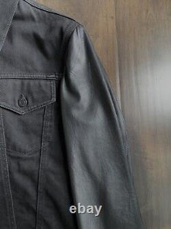 Helmut Lang SS04 Leather Sleeves Hybrid Trucker Jacket Size 46 Vintage Archive