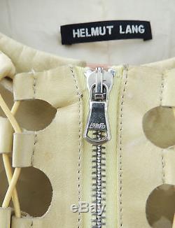 Helmut lang 2001 Calf leather lace up motor biker jacket Beige original