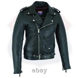 Highway Leather Old School Plain sides Motorcycle Leather Jacket 2 Ammo pocket