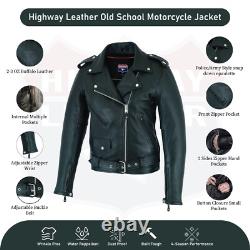 Highway Leather Old School Plain sides Motorcycle Leather Jacket 2 Ammo pocket
