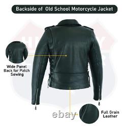 Highway Leather Old School Plain sides Motorcycle Leather Jacket 2 Ammo pocket