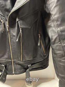 Himalaya Motor Bike Wear Black Leather Motorcycle BIKER Jacket Coat Mens Med 40