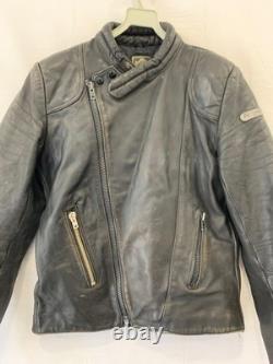 Honda Genuine Leather Motorcycle Jacket Black Vtg Biker Cafe Racer Mens M #209