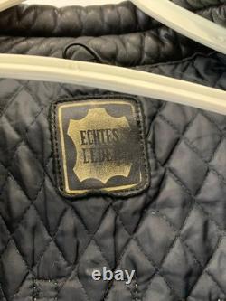 Honda Genuine Leather Motorcycle Jacket Black Vtg Biker Cafe Racer Mens M #209