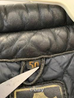 Honda Genuine Leather Motorcycle Jacket Black Vtg Biker Cafe Racer Mens M #209