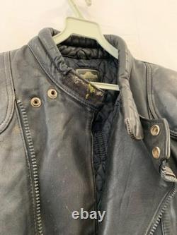 Honda Genuine Leather Motorcycle Jacket Black Vtg Biker Cafe Racer Mens M #209