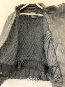 Honda Genuine Leather Motorcycle Jacket Black Vtg Biker Cafe Racer Mens M #209