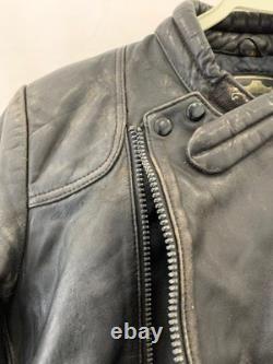 Honda Genuine Leather Motorcycle Jacket Black Vtg Biker Cafe Racer Mens M #209