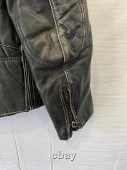 Honda Genuine Leather Motorcycle Jacket Black Vtg Biker Cafe Racer Mens M #209