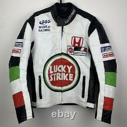 Honda Lucky Strike Leather Men's Jacket Vintage Racing F1 Formula1 Motorcycling