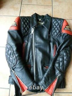 Honda Racing Vintage Leather Biker Jacket-size 36 Uk-xs-small-diamond Padding