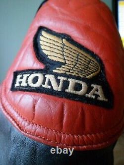 Honda Racing Vintage Leather Biker Jacket-size 36 Uk-xs-small-diamond Padding