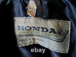 Honda Racing Vintage Leather Biker Jacket-size 36 Uk-xs-small-diamond Padding