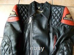 Honda Racing Vintage Leather Biker Jacket-size 36 Uk-xs-small-diamond Padding