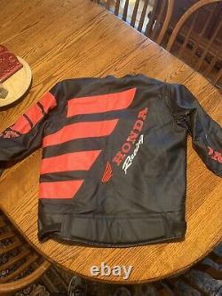 Honda Racing Vintage Leather Jacket Motorcycle Jacket Size Medium