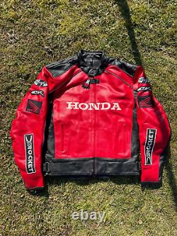 Honda Rocket Motorcycle Racing Leather Jacket Red Leather Biker Jacket MotoGP L