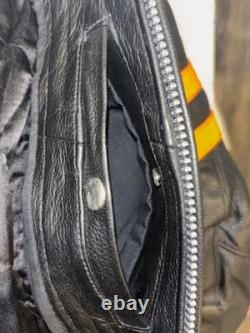 Hot Leathers Heavy Leather Motorcycle Jacket Size 54 Thinsulate Orange Stripes