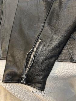 Hot Leathers Heavy Leather Motorcycle Jacket Size 54 Thinsulate Orange Stripes