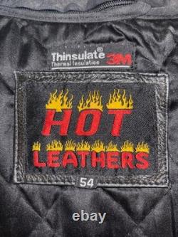 Hot Leathers Heavy Leather Motorcycle Jacket Size 54 Thinsulate Orange Stripes