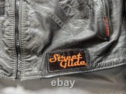 Hot Leathers Leather Jacket Mens XL Black Reflective Skeleton Biker Motorcycle