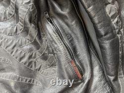 Hot Leathers Leather Jacket Mens XL Black Reflective Skeleton Biker Motorcycle