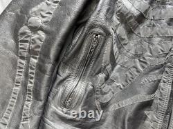 Hot Leathers Leather Jacket Mens XL Black Reflective Skeleton Biker Motorcycle