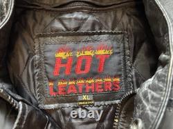 Hot Leathers Leather Jacket Mens XL Black Reflective Skeleton Biker Motorcycle