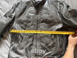 Hot Leathers Leather Jacket Mens XL Black Reflective Skeleton Biker Motorcycle