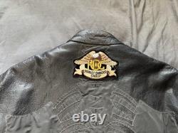 Hot Leathers Leather Jacket Mens XL Black Reflective Skeleton Biker Motorcycle