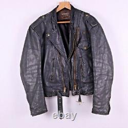 Howard's Leathers Vintage Black Leather Biker Jacket Size 44 Robin Zipper 80s